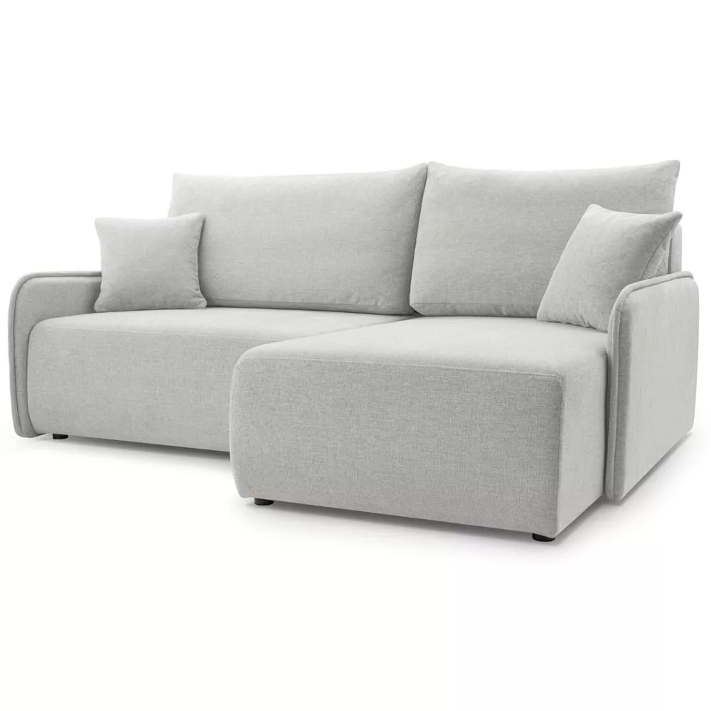 Canapé d'angle convertible, en tissu chenille, grège, côté