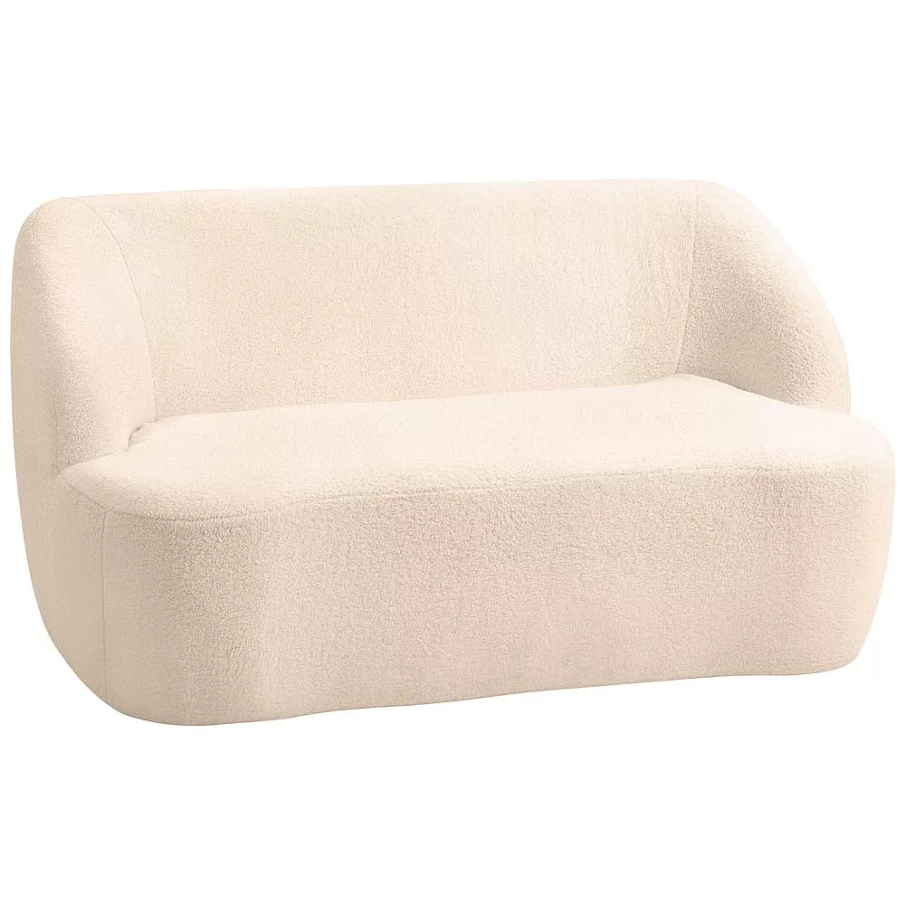 Canapé 2 places incurvé compressé tissu bouclette