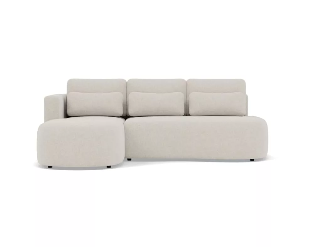 Canapé d'angle convertible 4 places avec coffre en tissu texturé