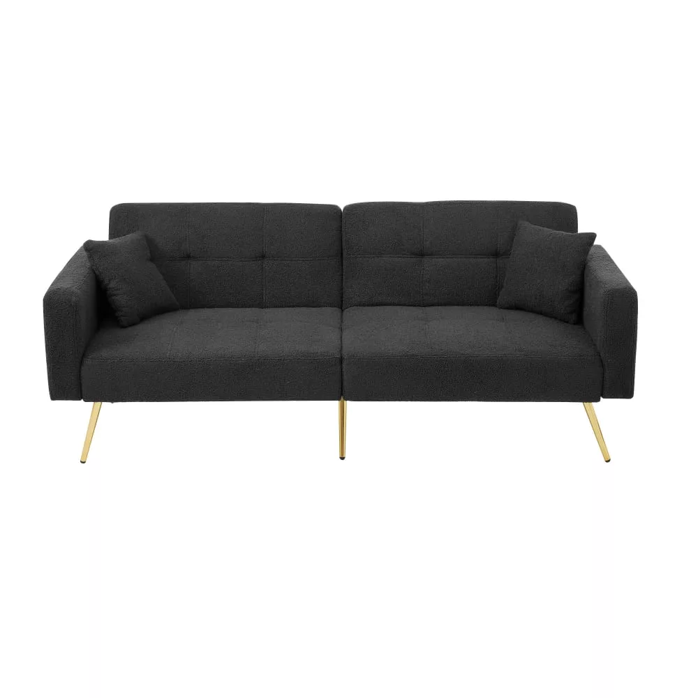 Canapé convertible 3 places en tissu avec pieds dorés