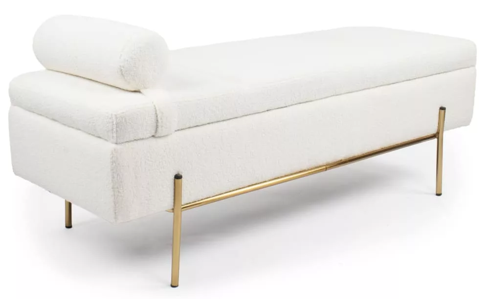 Banquette-coffre moderne l140cm tissu bouclette