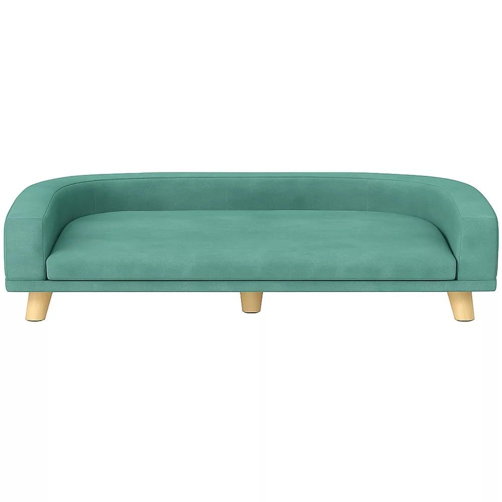 Canapé pour animaux, tissu pieds en bois, coussin amovible