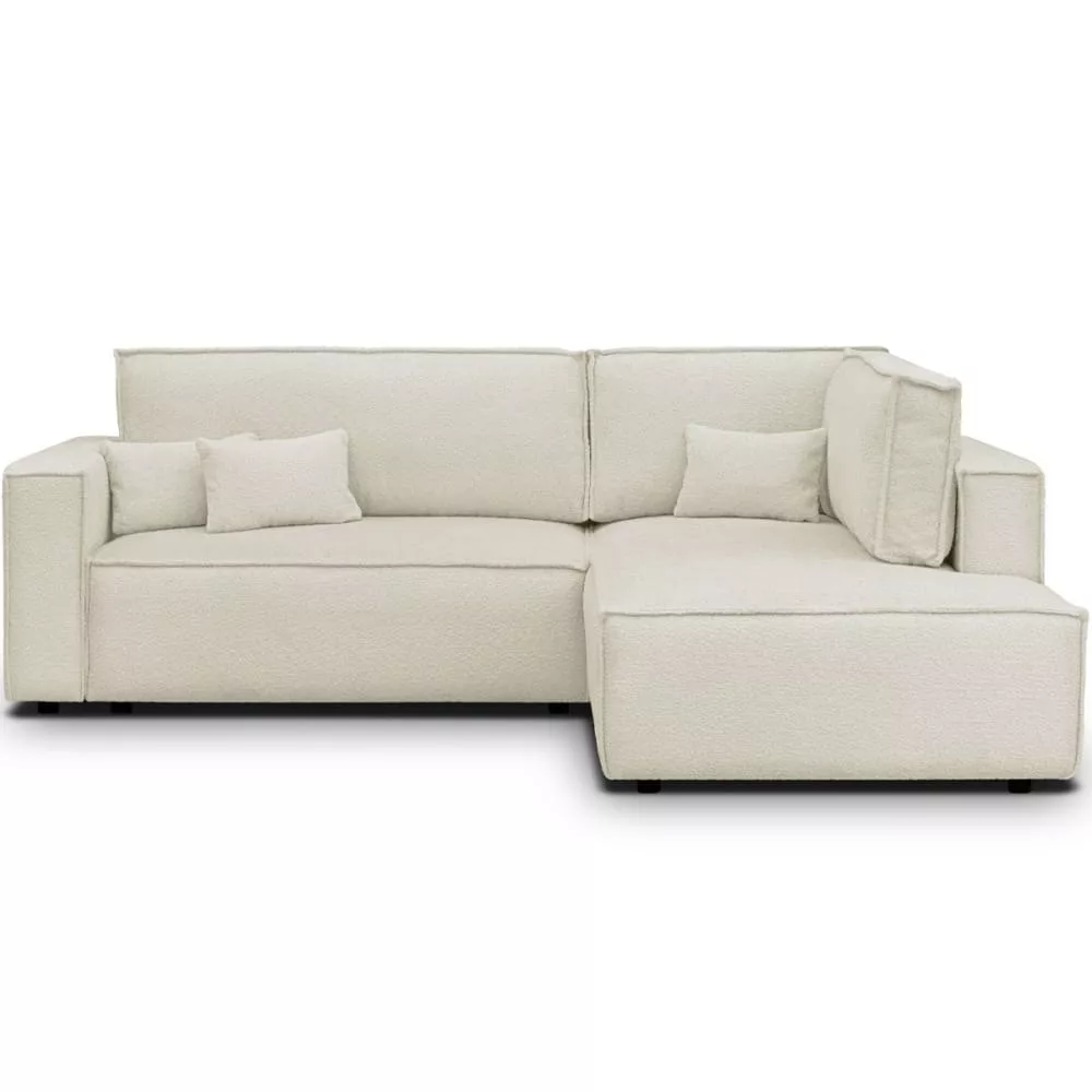 Canapé d'angle ouvert convertible 3 pl., tissu bouclé