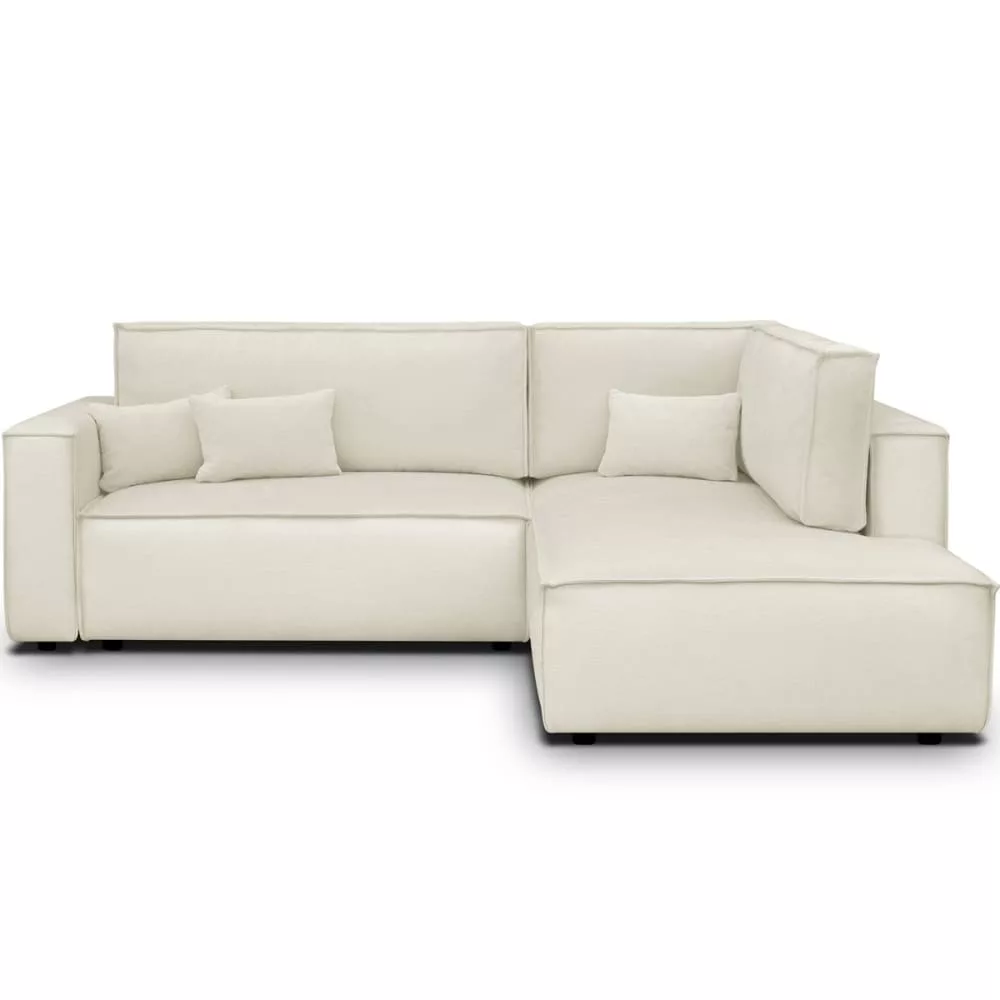 Canapé d'angle ouvert convertible 3 pl., tissu chenille