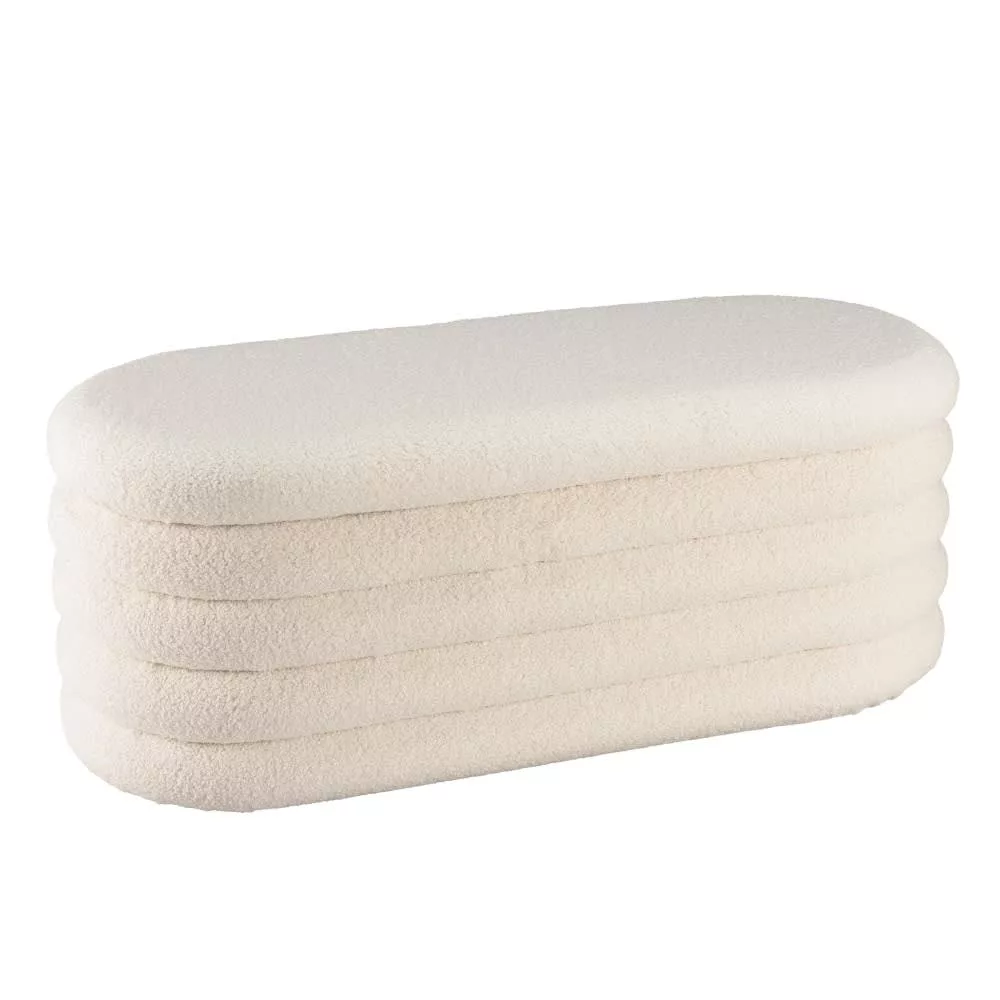 Banquette en tissu bouclette avec rangement