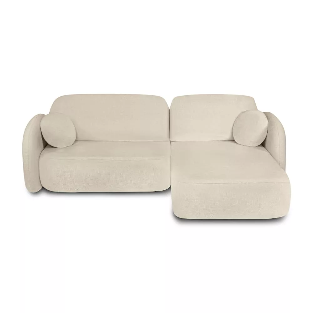 Canapé d'angle convertible en tissu bouclette 4 places grège