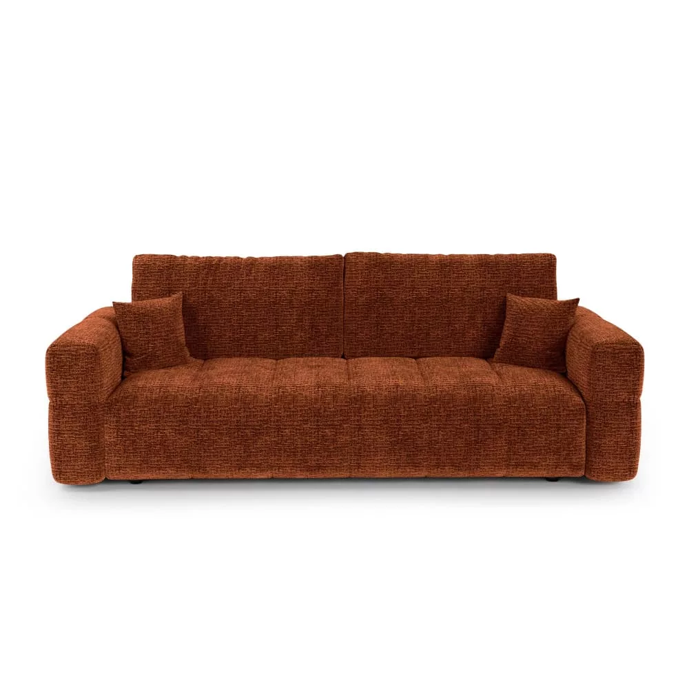 Canapé convertible coffre 4 places tissu tramé toucher doux