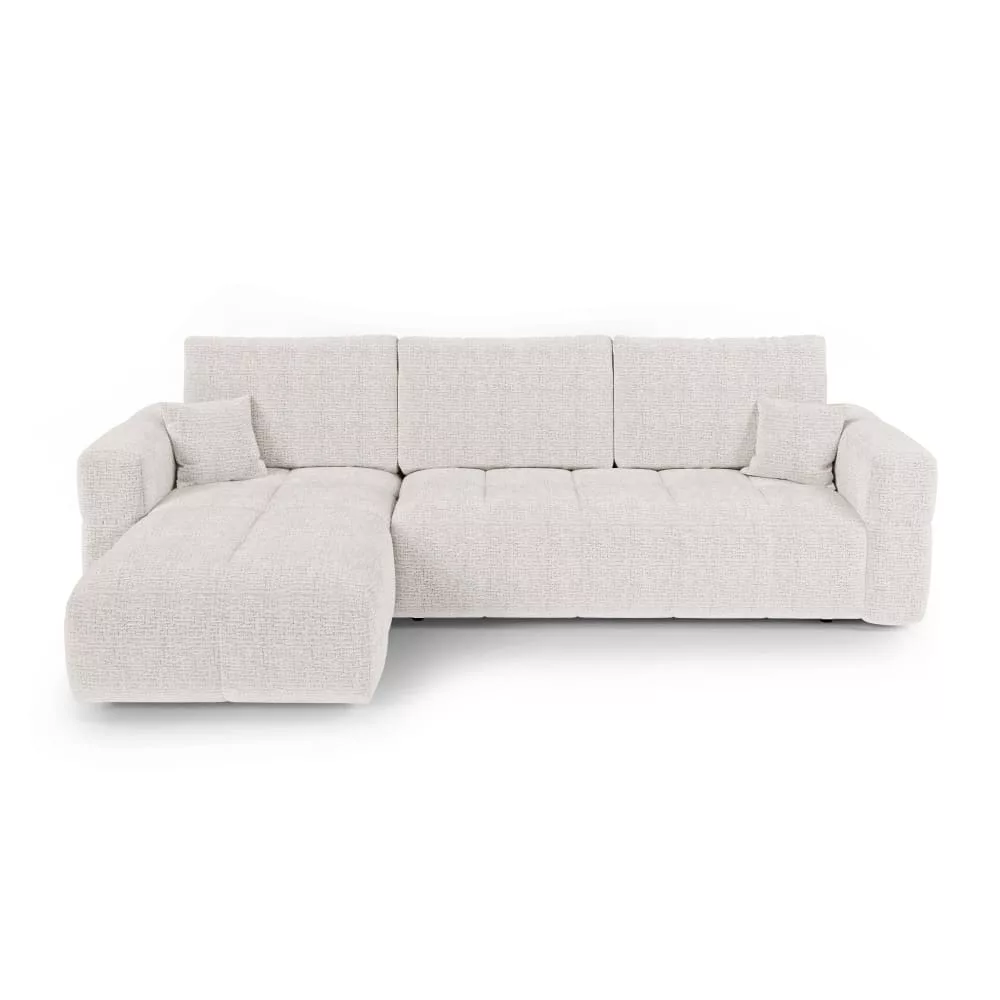 Canapé angle convertible coffre 4 places tissu tramé doux
