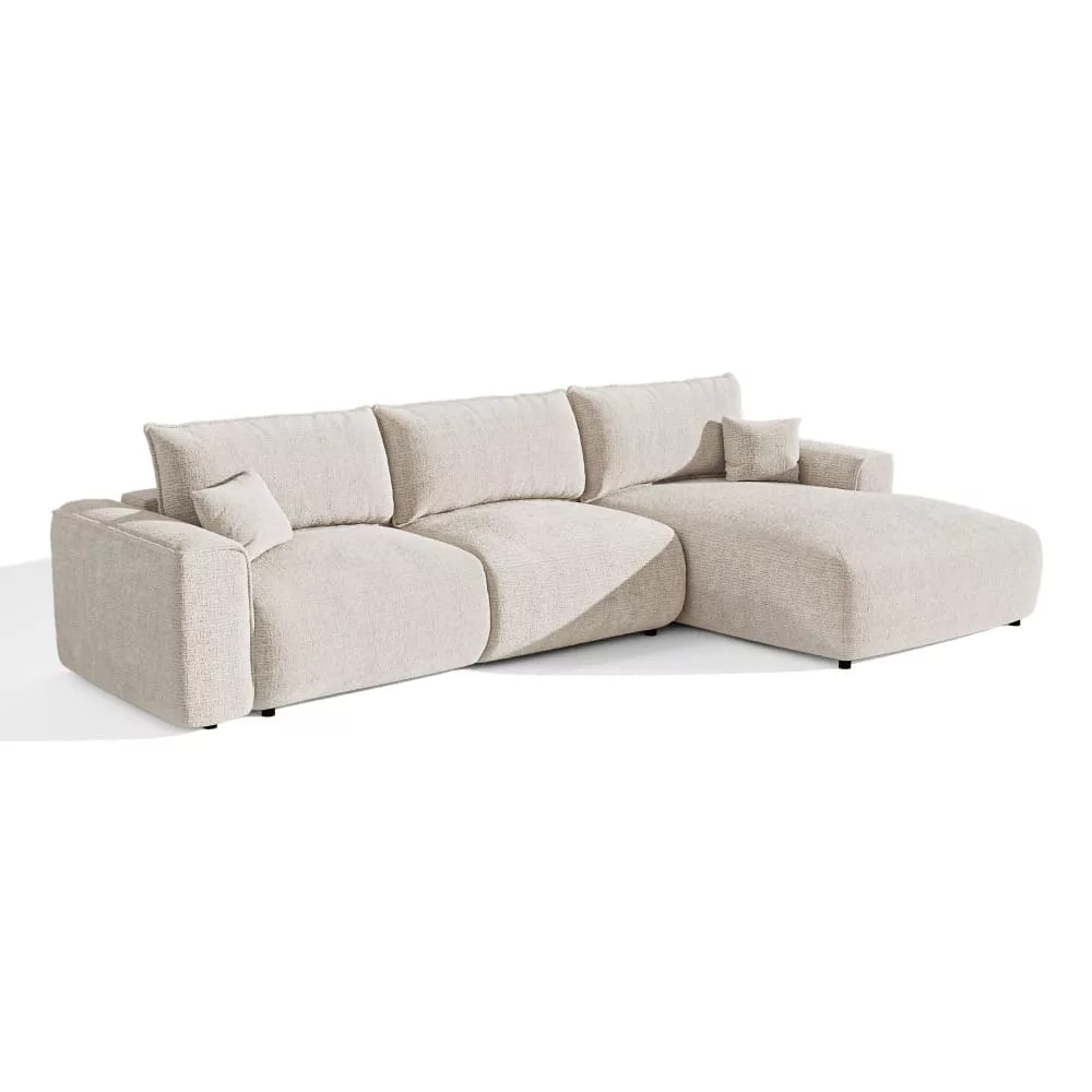 Canapé angle convertible coffre 5places tissu toucher doux