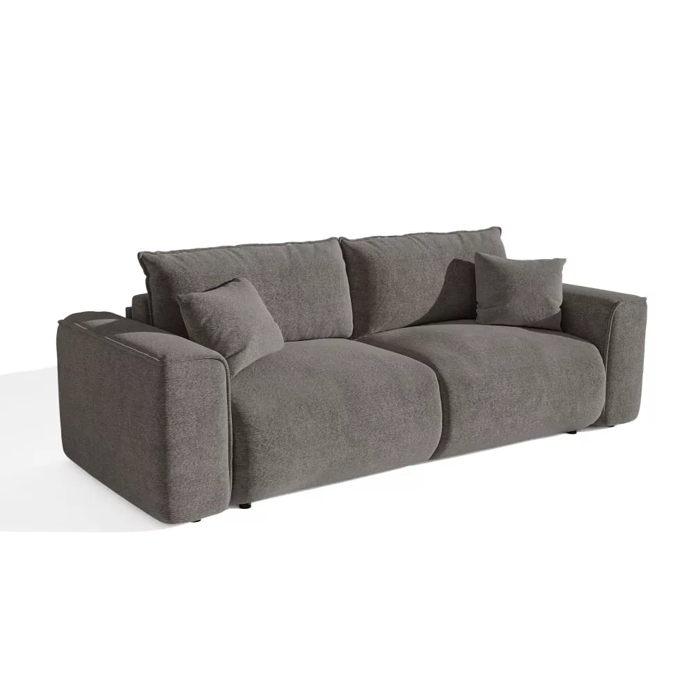 Canapé convertible coffre 4 places tissu bouclette