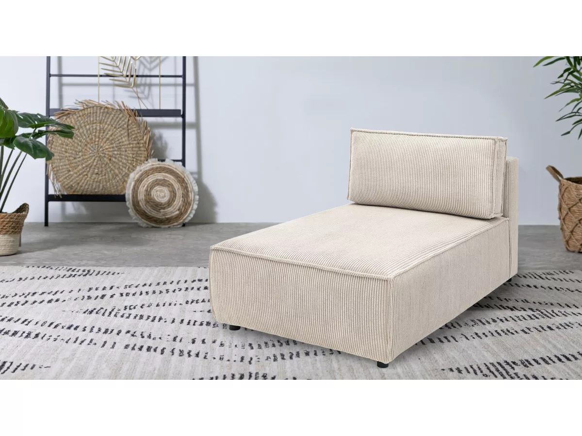 Méridienne sans accoudoir pour canapé modulable NIHAD tissu velours côtelé BOBOCHIC 1