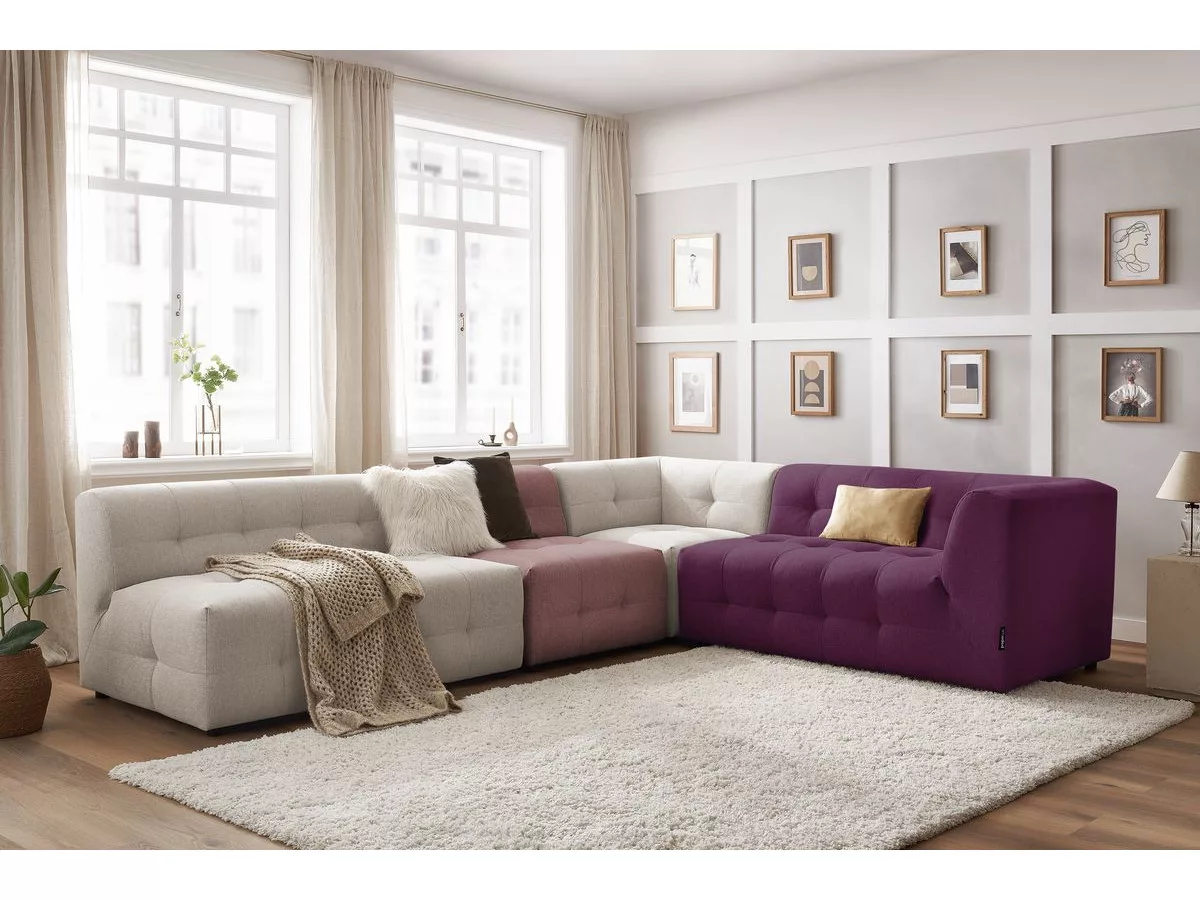 Canapé d'angle fixe 100% modulable KLEBER multicolore angle BOBOCHIC 6 places