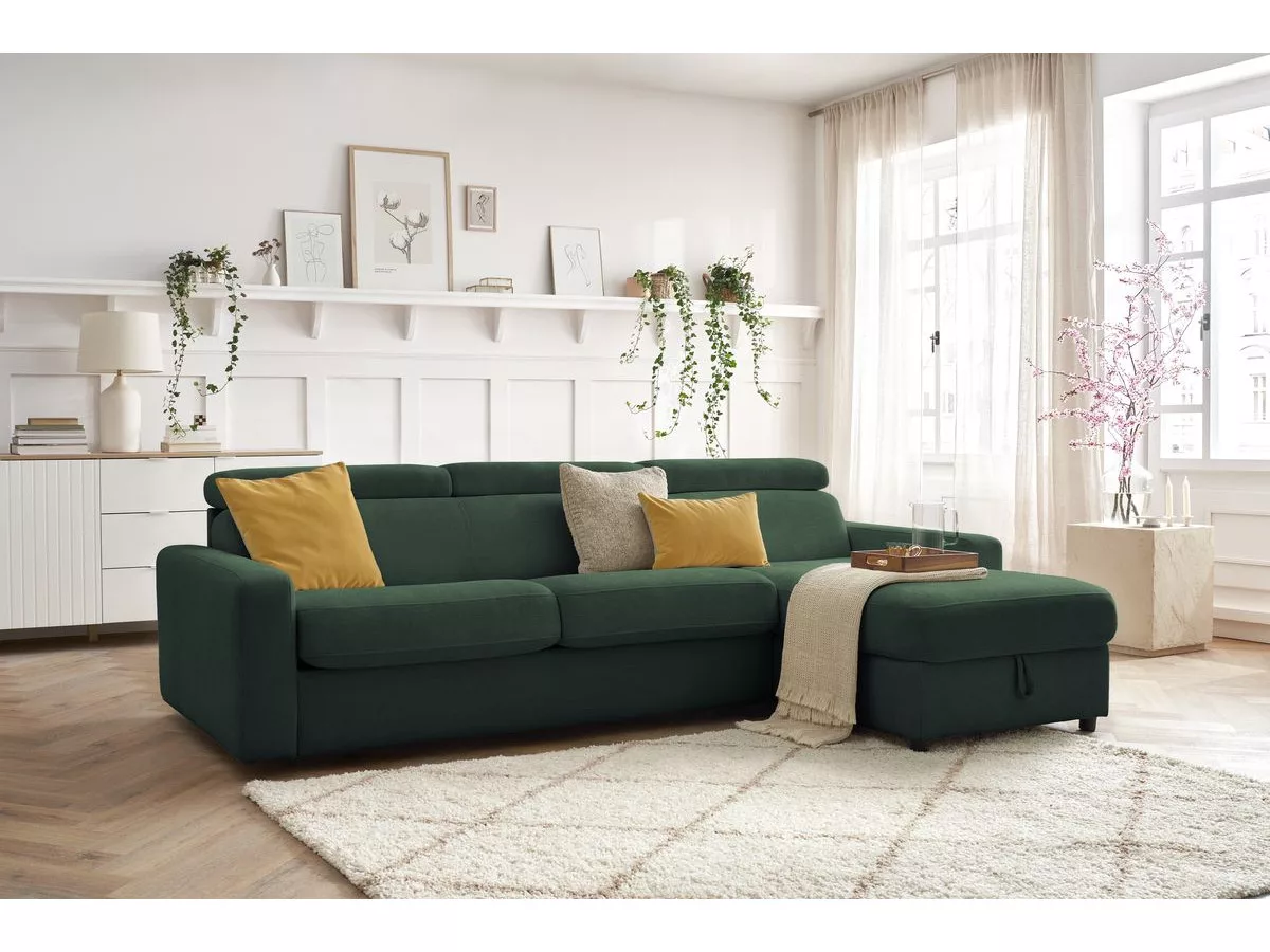 Canapé d'angle réversible convertible coffre MONACO tissu lisse réversible BOBOCHIC 3