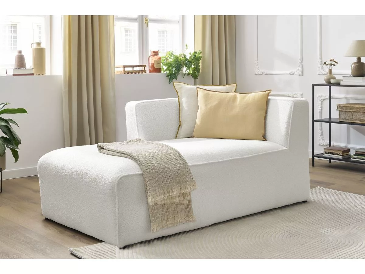 Méridienne pour canapé modulable MEGEVE tissu bouclette angle BOBOCHIC 1 places