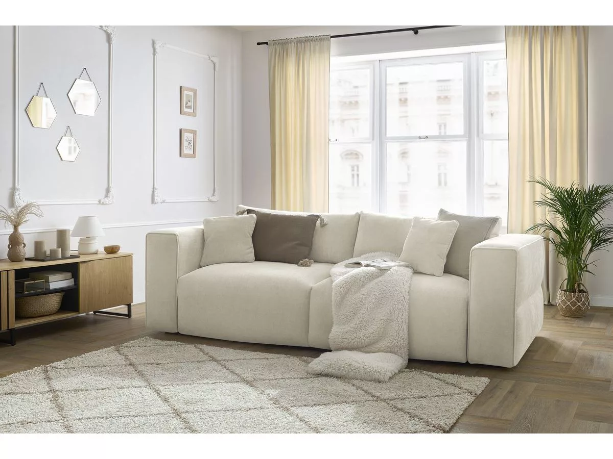 Canapé convertible coffre EZECHIEL tissu lisse BOBOCHIC 3 places