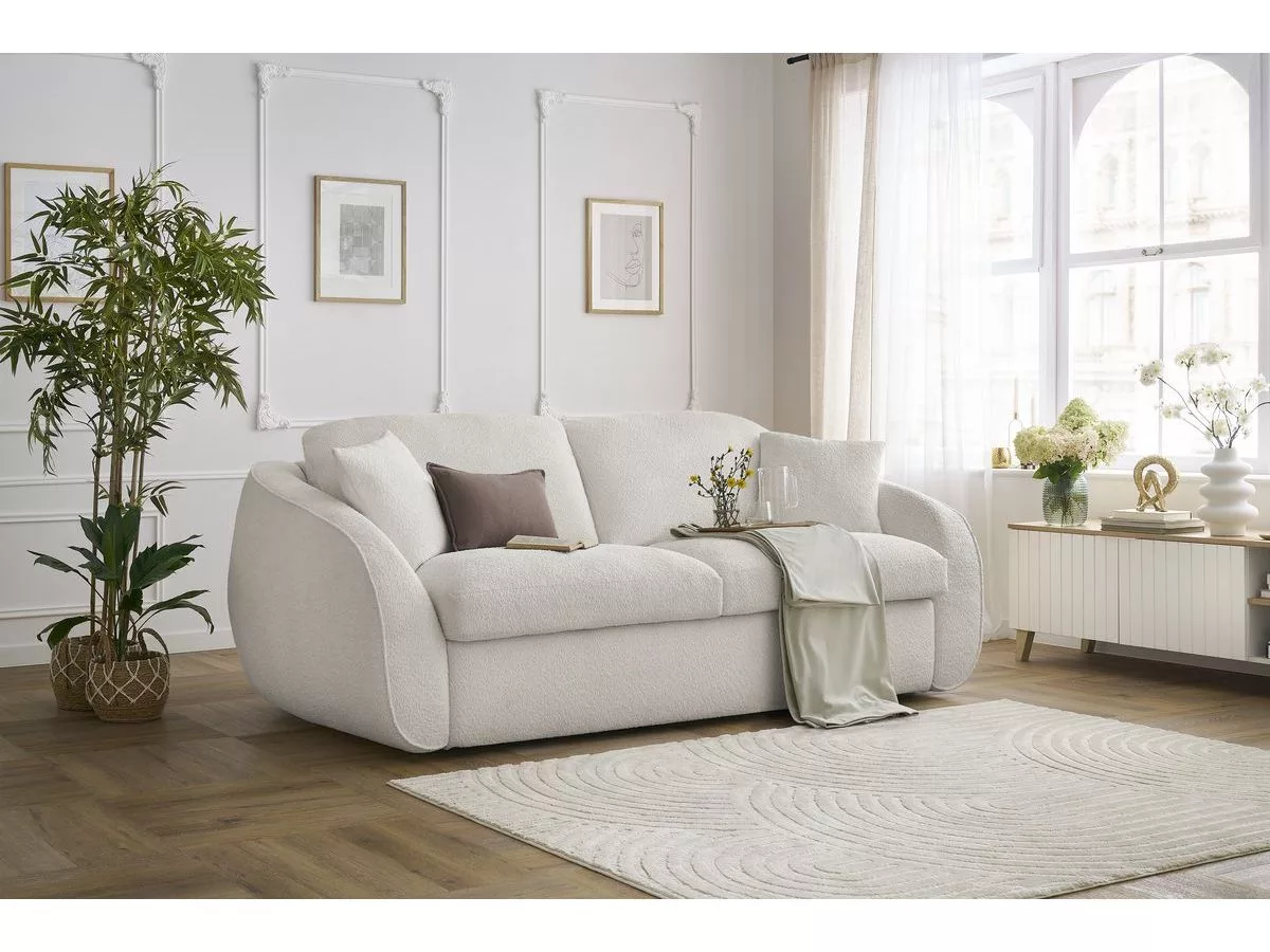 Canapé convertible CEZANNE ouverture express tissu bouclette BOBOCHIC 3 places