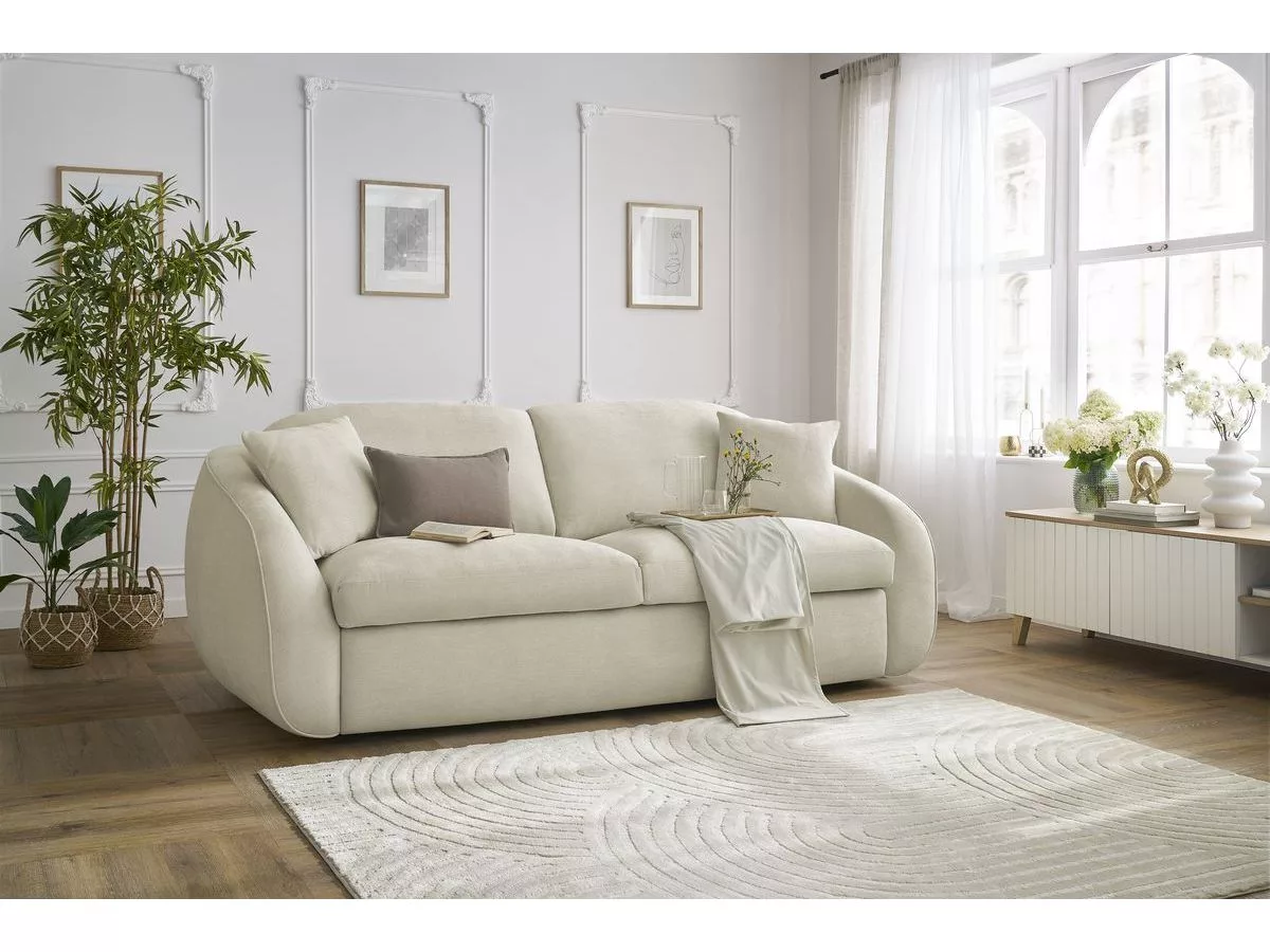 Canapé convertible CEZANNE ouverture express tissu lisse BOBOCHIC 3 places