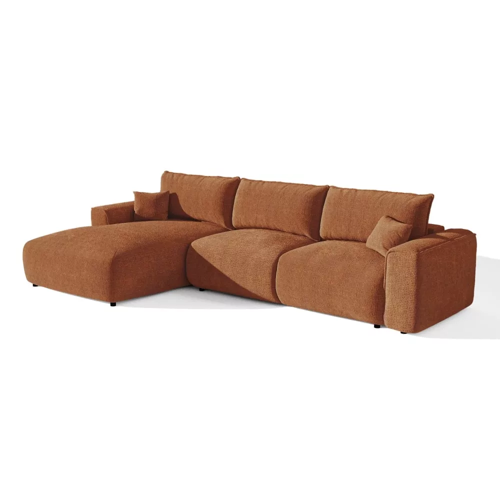 Canapé angle convertible express 5places tissu doux