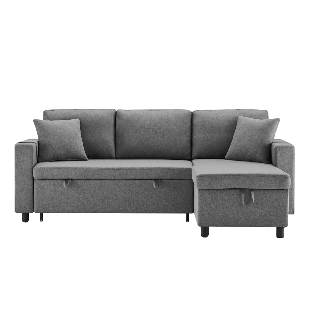 Canapé d'angle convertible en tissu lin 3 places