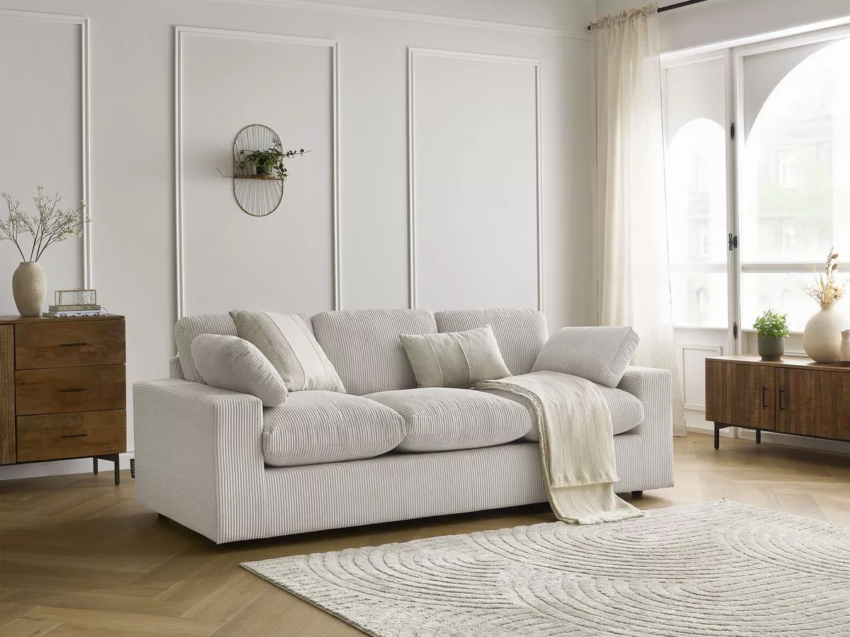 Canapé fixe compact BELAIR velours côtelé BOBOCHIC 3 places