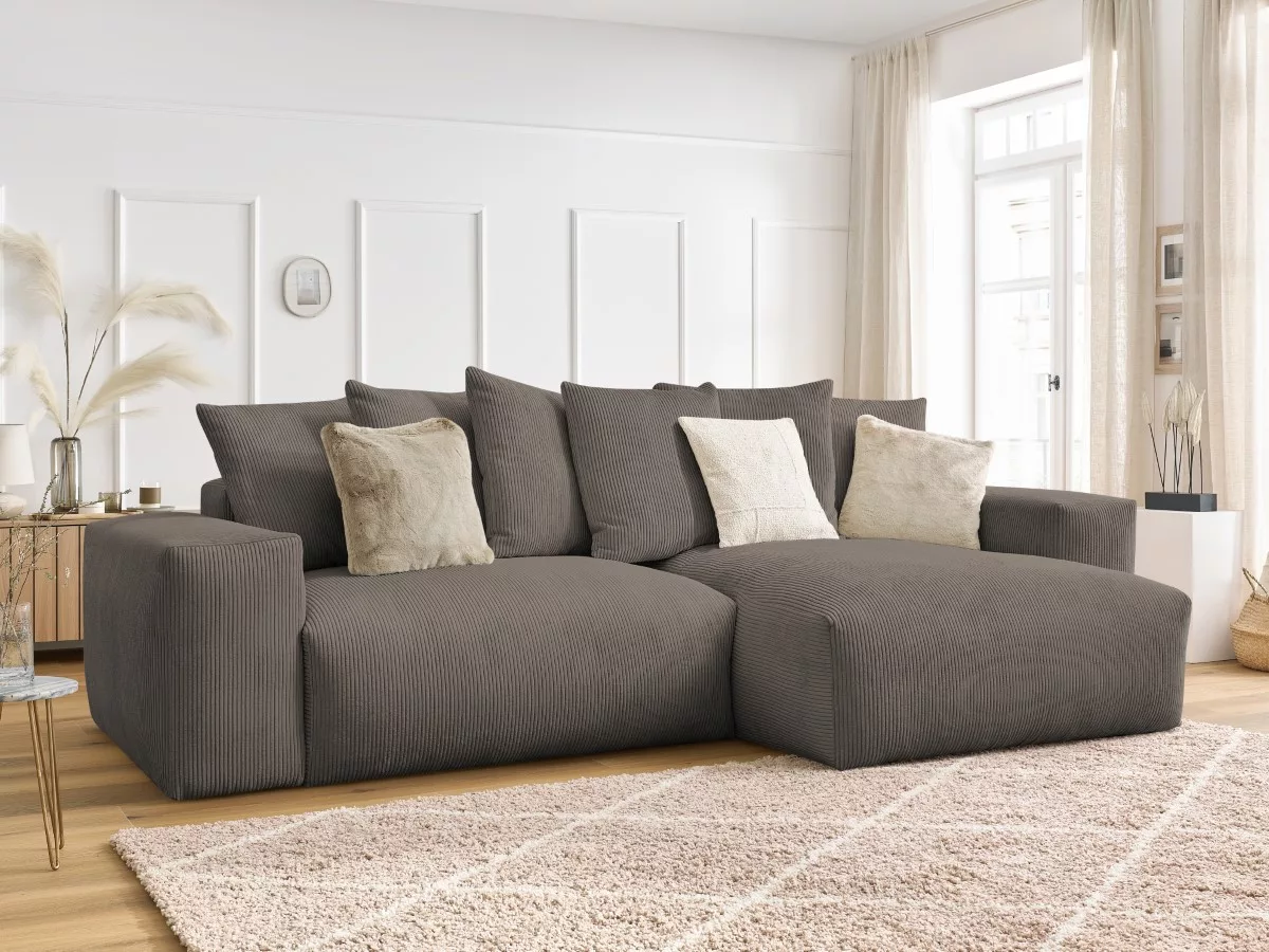 Canapé d'angle réversible convertible coffre VOLTAIRE réversible BOBOCHIC 4 places