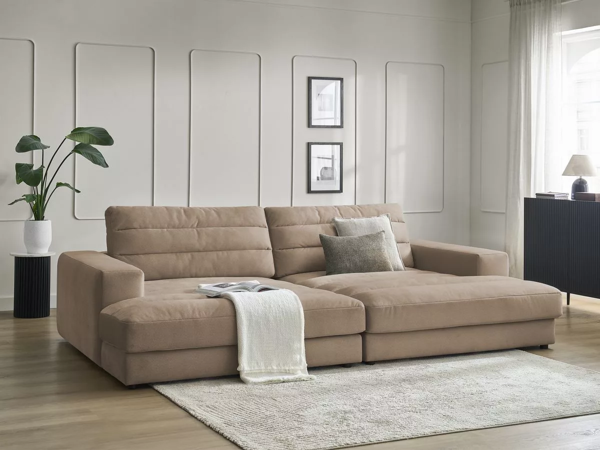 Canapé fixe 4 places SIERRA assise profonde velours BOBOCHIC
