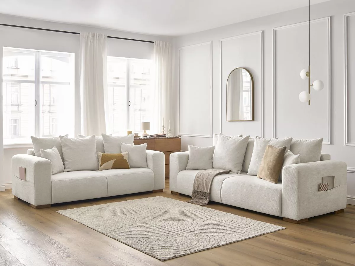 Ensemble canapé fixe 3 + 2 places SIDONIE tissu BOBOCHIC 5 places