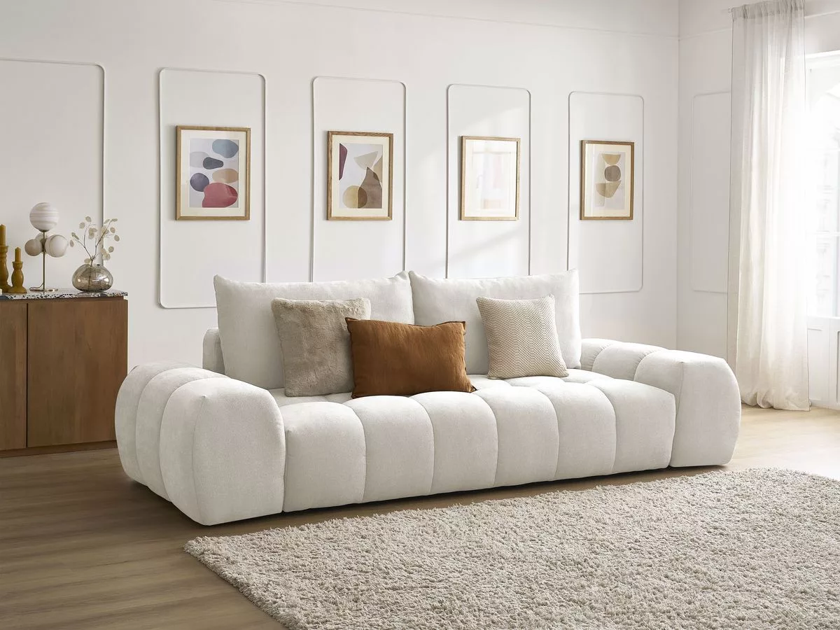 Canapé convertible coffre EVEREST tissu texturé BOBOCHIC 3 places