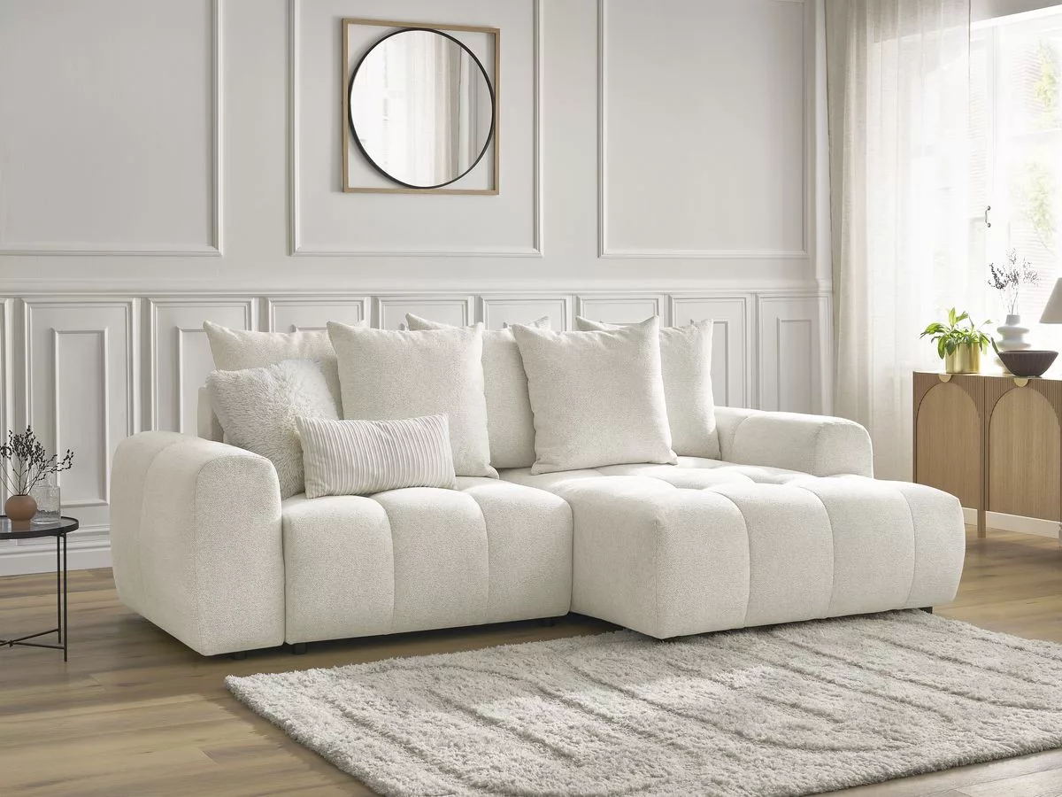 Canapé d'angle convertible coffre ROXELANE tissu angle BOBOCHIC 3 places