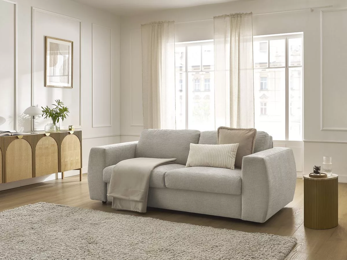 Canapé convertible HUGO ouverture express tissu texturé BOBOCHIC 3 places