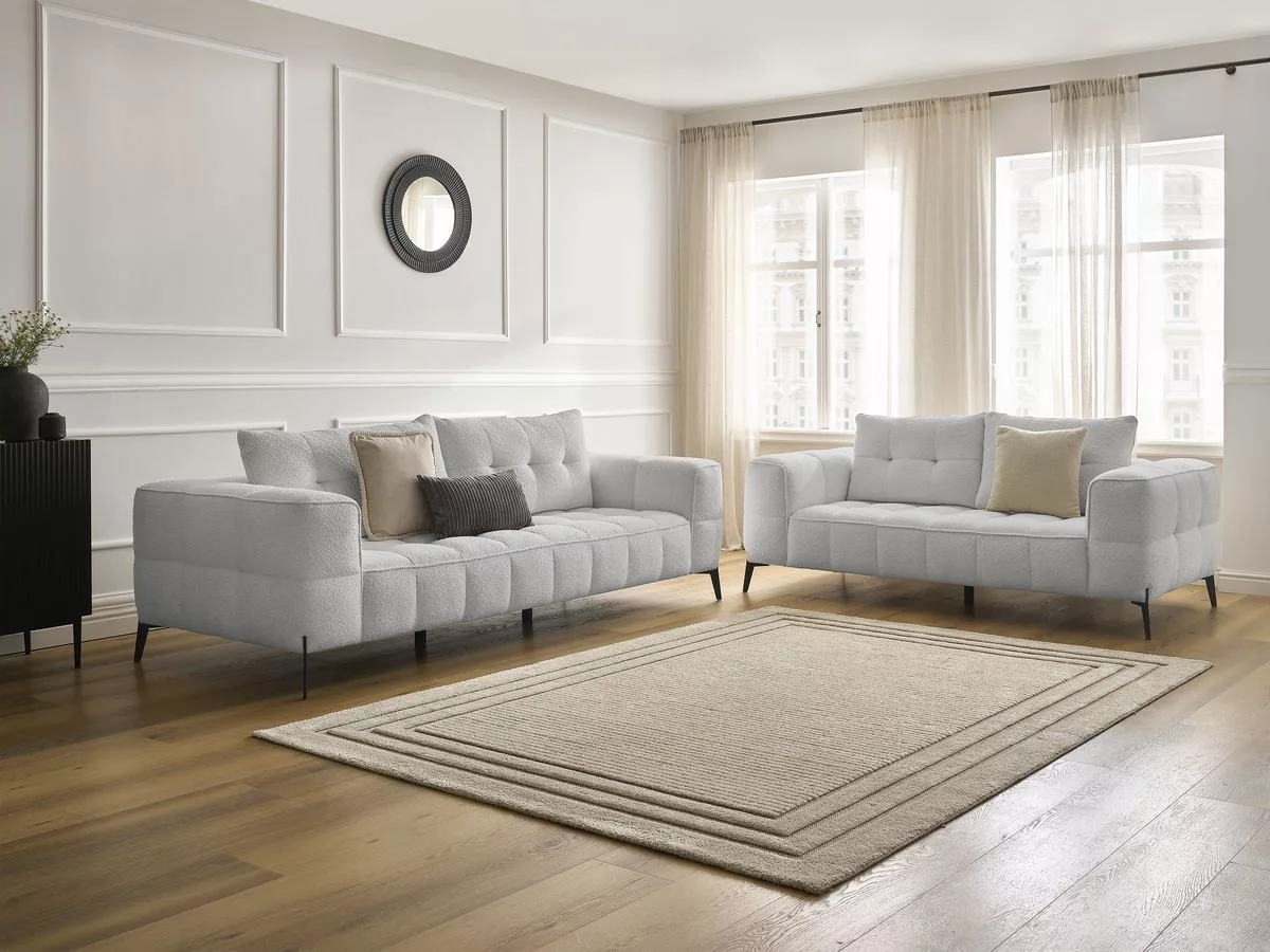 Ensemble canapé fixe 3 + 2 places ANIS tissu bouclette BOBOCHIC
