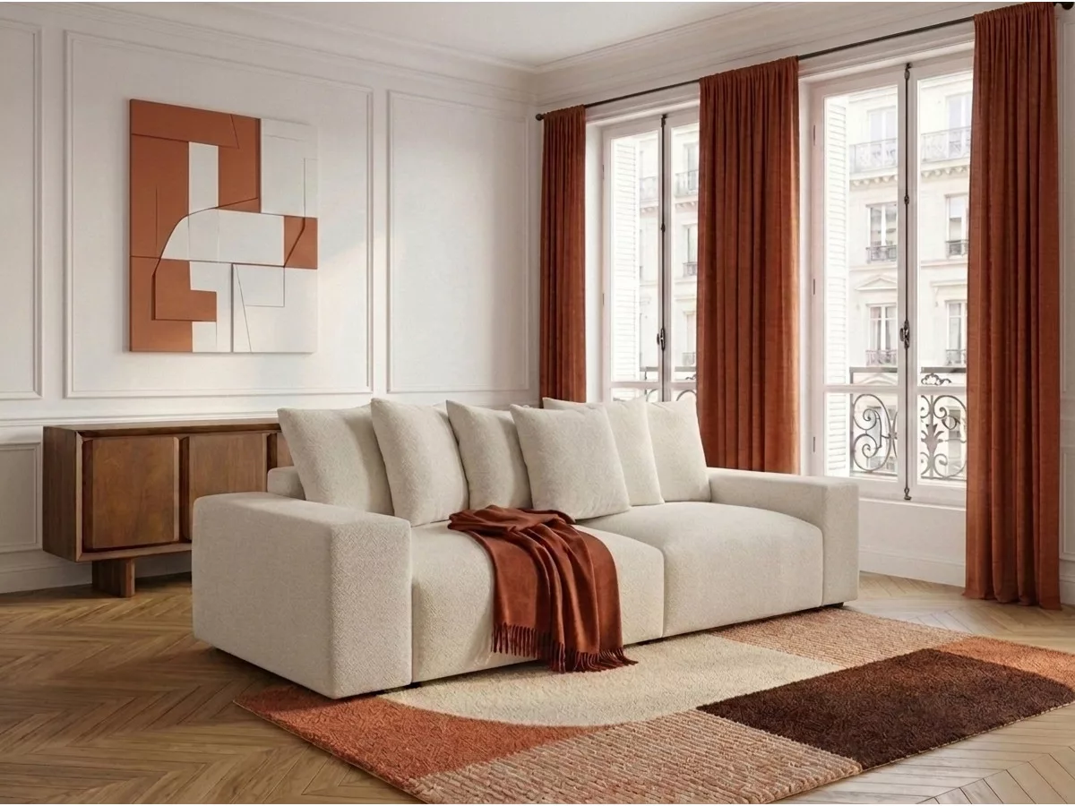 Canapé fixe 4 places VOLTAIRE tissu BOBOCHIC