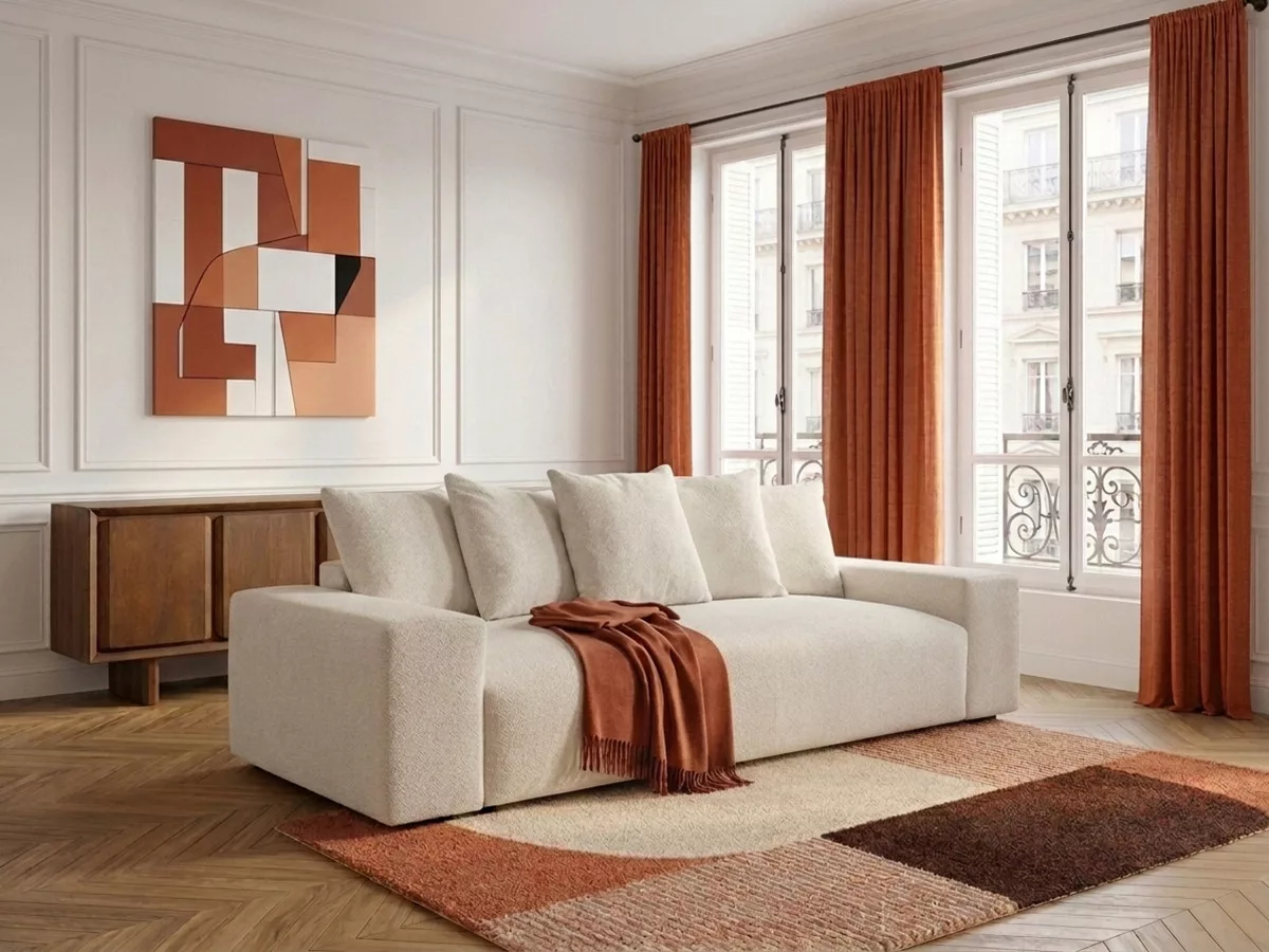 Canapé convertible coffre VOLTAIRE tissu BOBOCHIC 3 places
