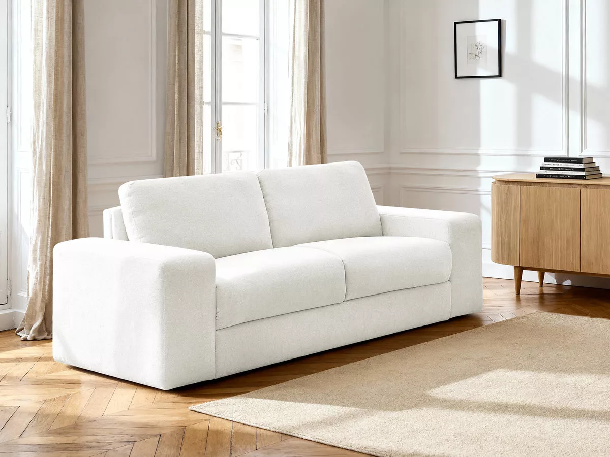 Canapé convertible IBIZA ouverture express tissu texturé BOBOCHIC 3 places