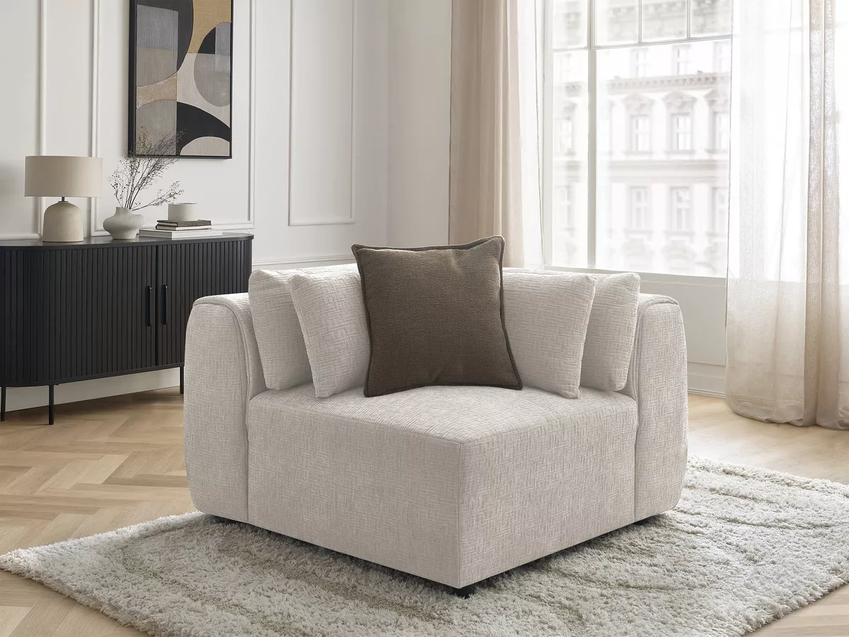 Angle avec têtière pour canapé modulable JANA tissu texturé BOBOCHIC 1 places