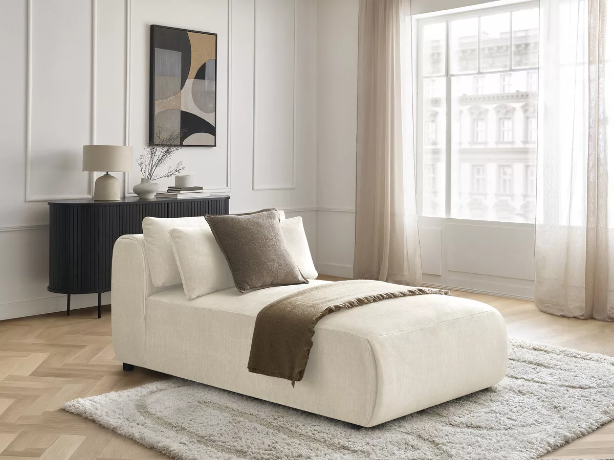 Méridienne avec têtière pour canapé modulable JANA tissu velours BOBOCHIC 1 places
