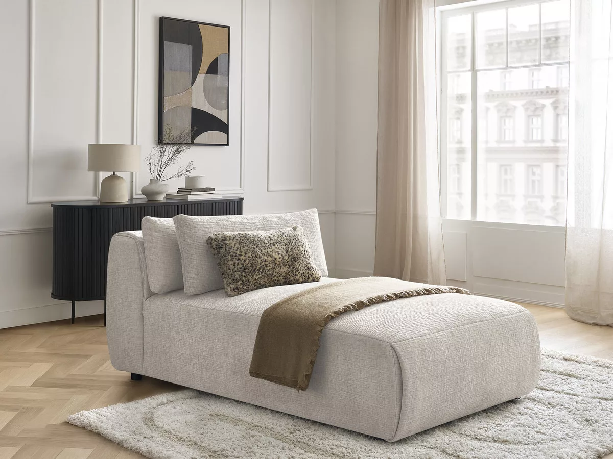 Méridienne avec têtière pour canapé modulable JANA tissu texturé BOBOCHIC 1 places