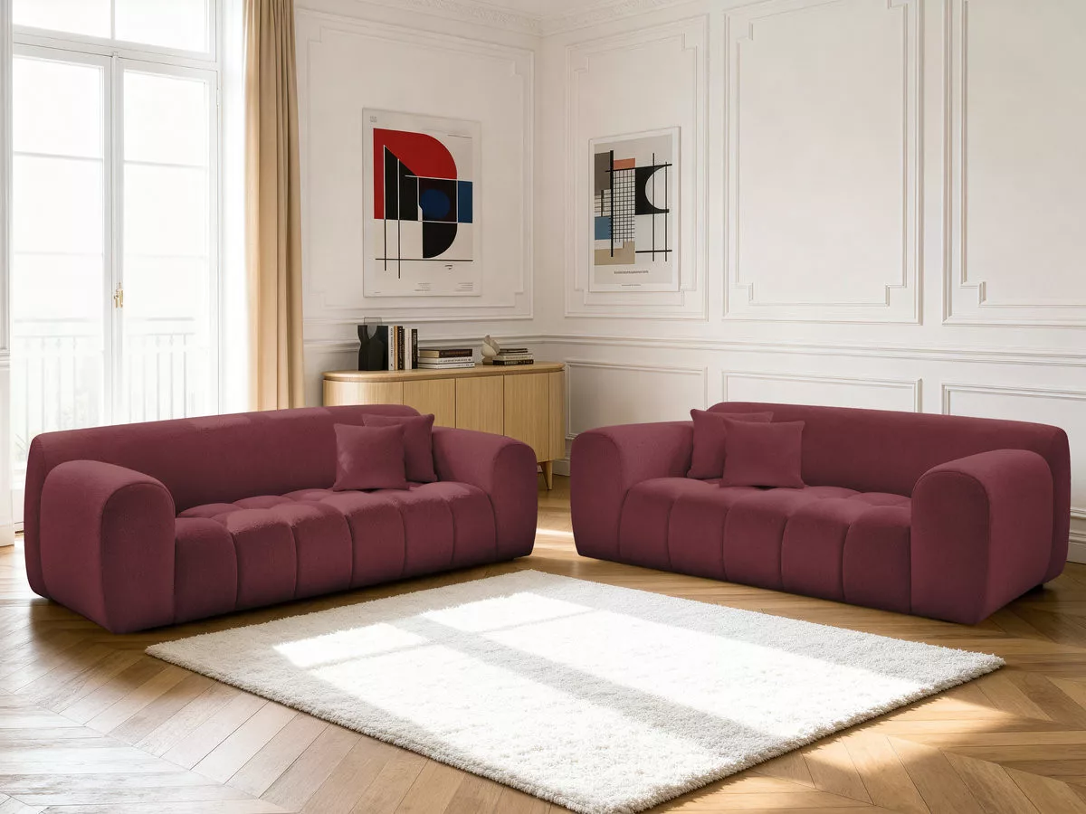 Ensemble canapé fixe 3 + 2 places MELISSE tissu BOBOCHIC 5 places