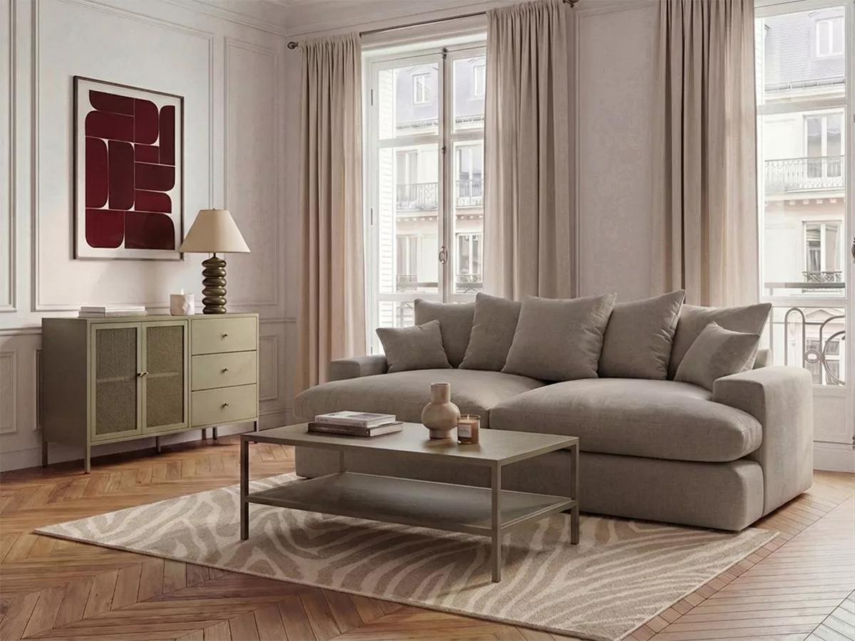 Canapé 3 places causeuse avec assise profonde NEVADA tissu chenille BOBOCHIC