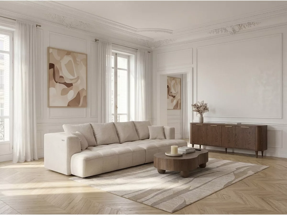Canapé convertible double avance-recule électrique CLOVIS tissu lisse BOBOCHIC 3 places