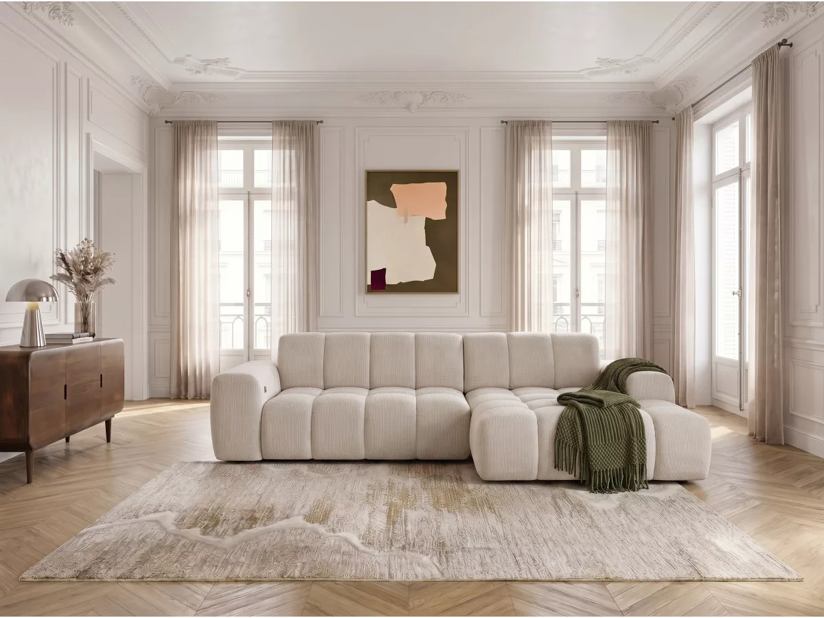 Canapé d'angle convertible électrique avance-recule THEO tissu chenille angle BOBOCHIC 3