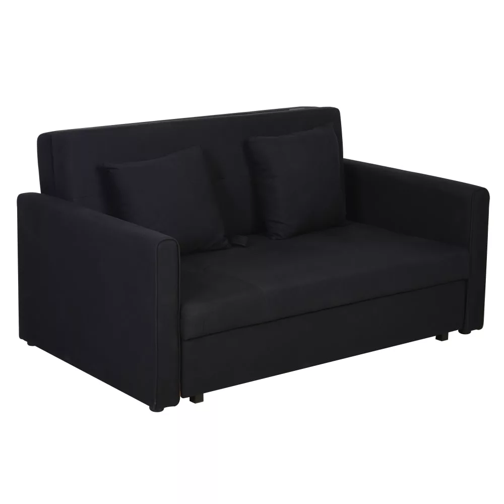Canapé convertible 2 places 2 coussins tissu en coton