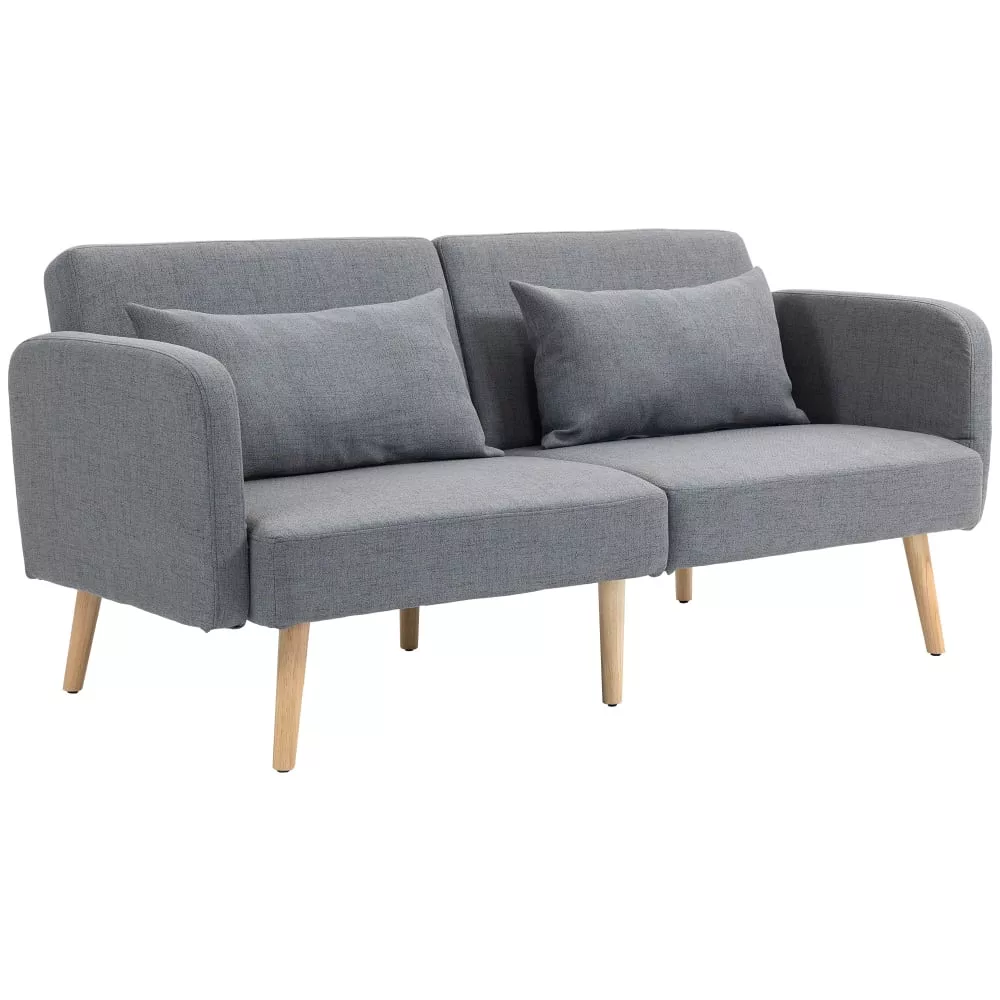 Canapé convertible 3 places dossier inclinable tissu effet lin
