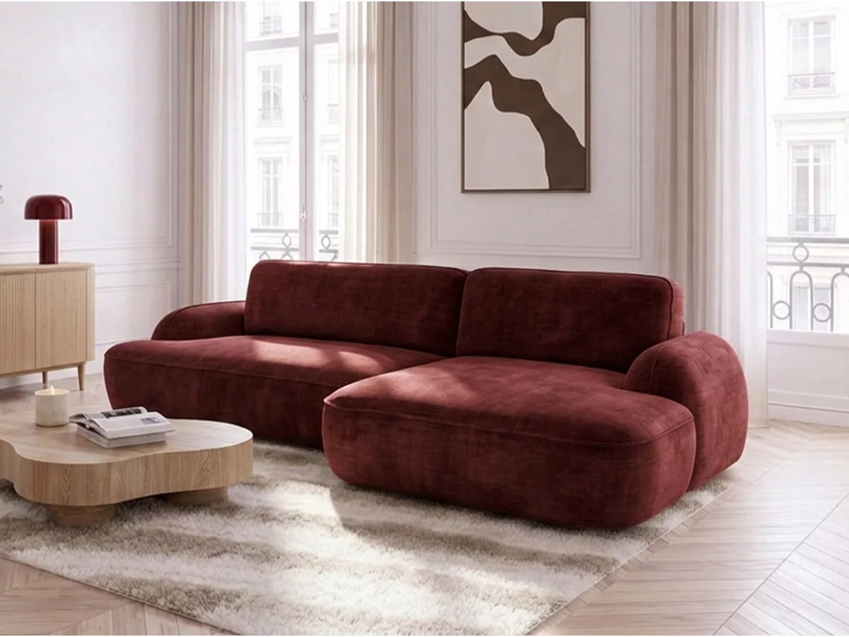 Canapé d'angle convertible CELESTE tissu lisse angle BOBOCHIC 3 places