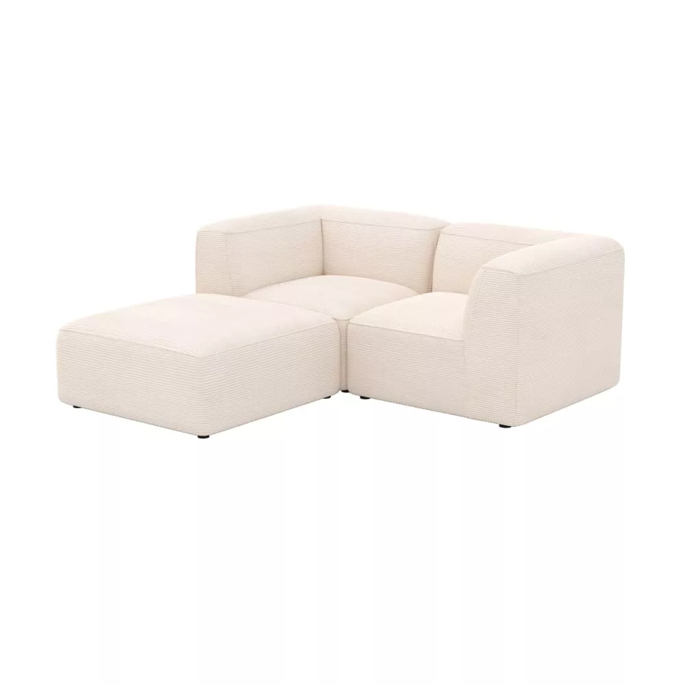Canapé modulable en velours 2 places avec pouf