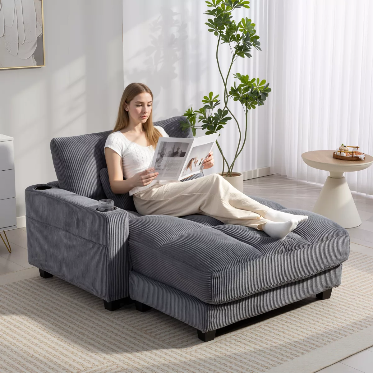 HOMCOM Canapé-lit avec coussin