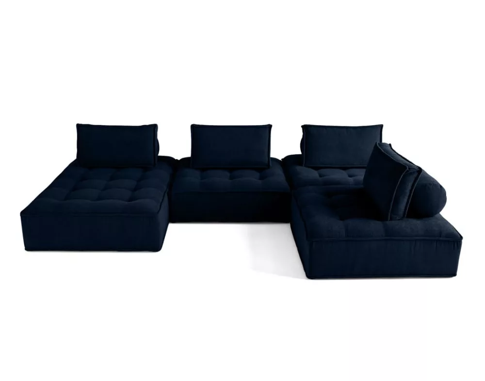 Canapé panoramique modulable 7 places – Velours texturé