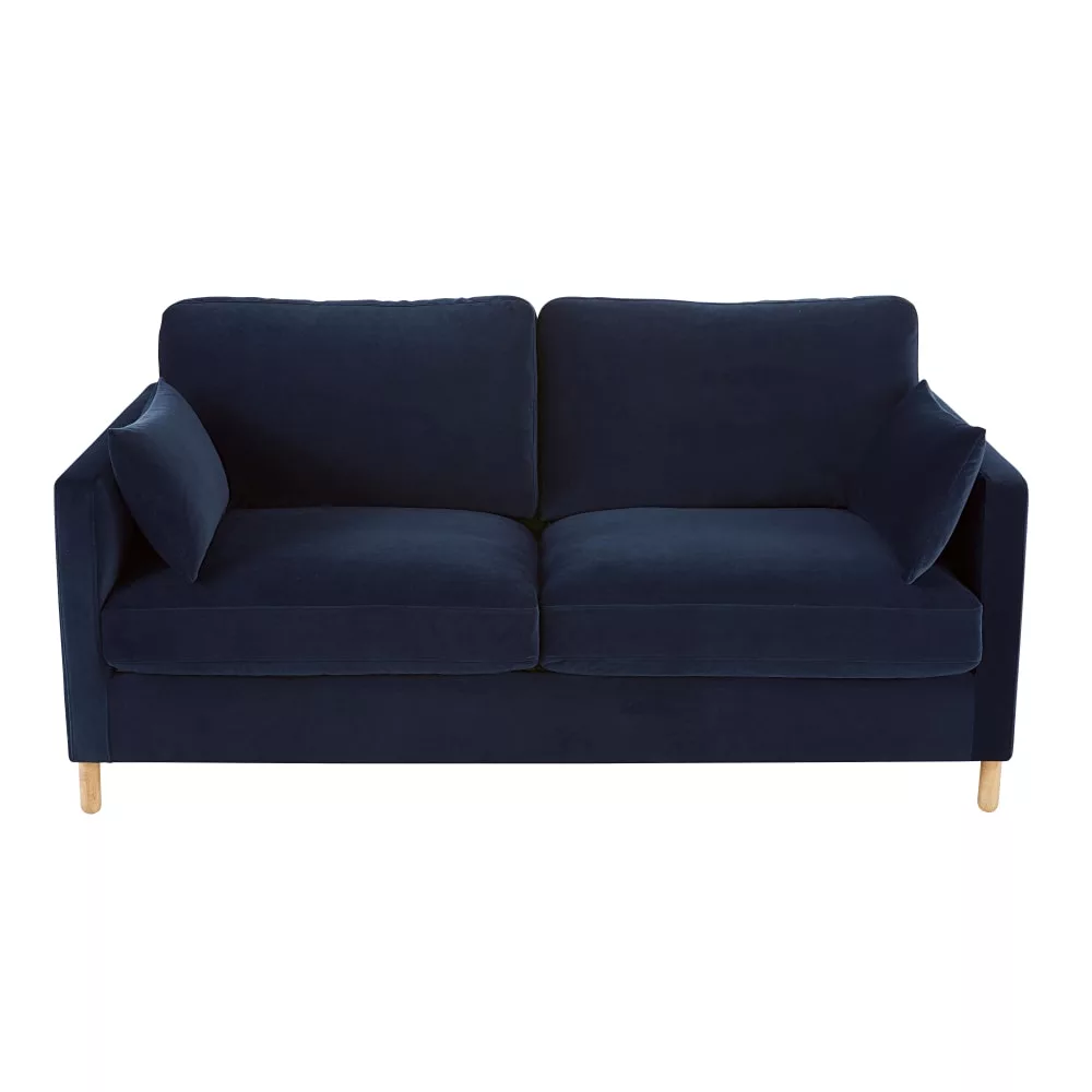 Canapé convertible 3 places en velours nuit, matelas 10 cm