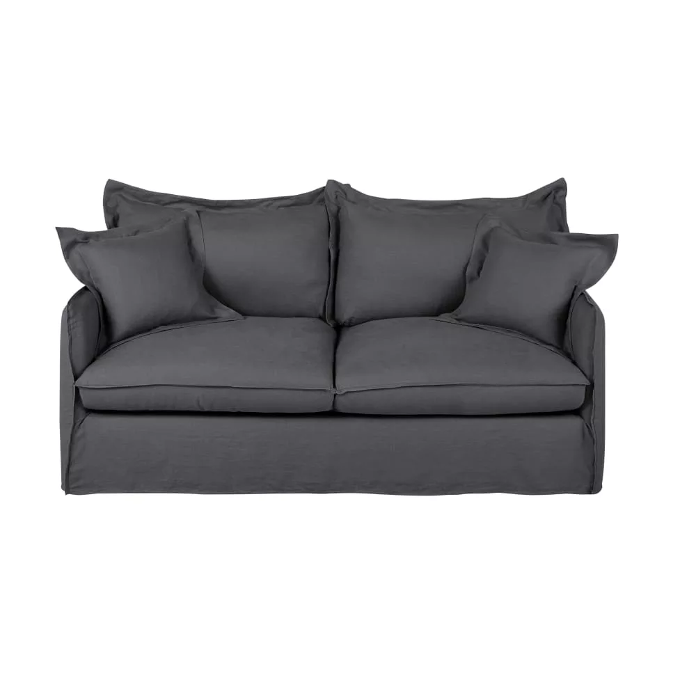 Canapé convertible 3 places en lin matelas 14 cm