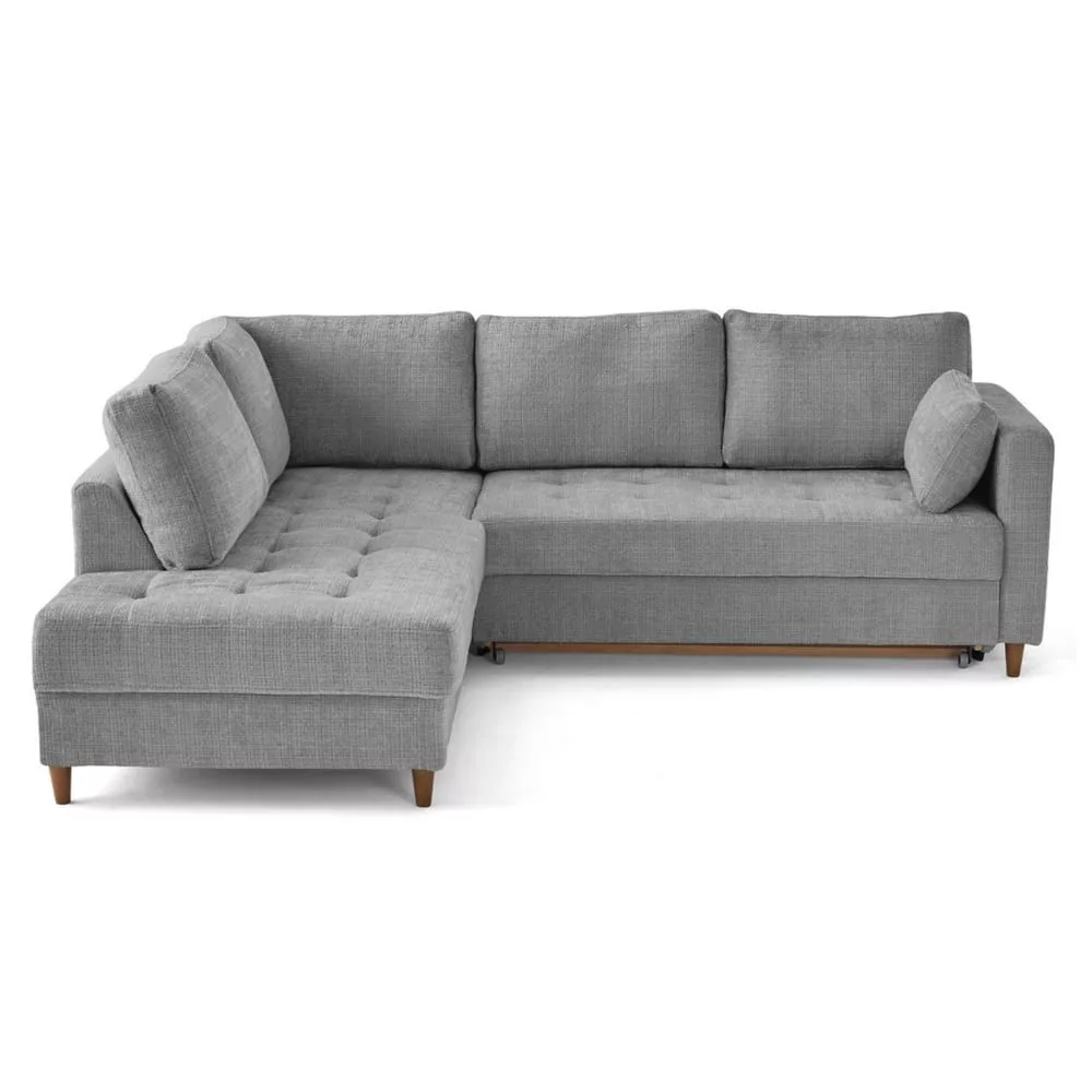 Anna – canapé d'angle 5 places convertible en velours texturé